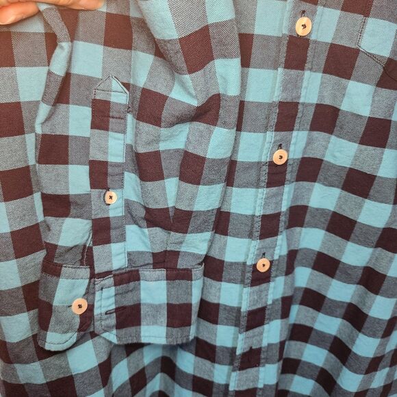 American Eagle Men’s Plaid Button Up Shirt Teal Black Long Sleeve Size XLT Tall - Picture 4 of 8